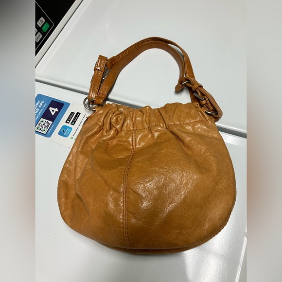 ASOS Leather Bag Purse Tan Ruched Bohemian Chic - Picture 15 of 17